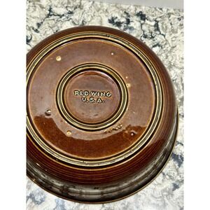 VTG Red Wing USA Village Green Casserole Dish Bowl 10" Glossy Art Pottery Brown